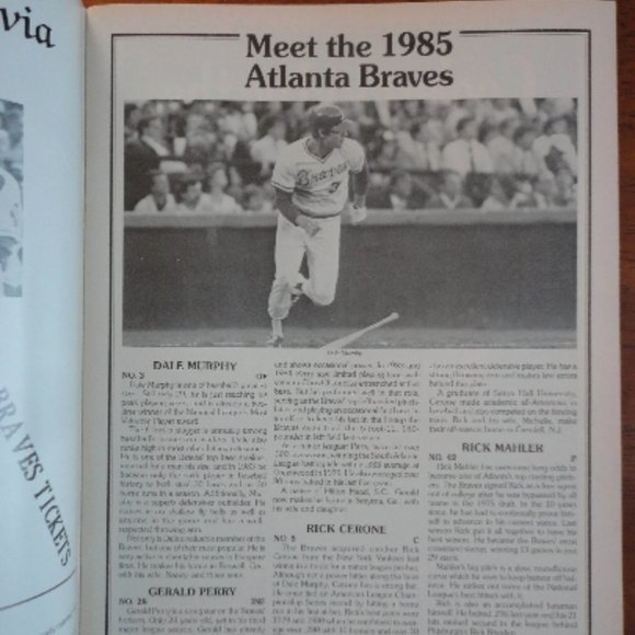 1985 Atlanta Braves Official Program, Volume 20, No. 3 - Picture 5 of 8